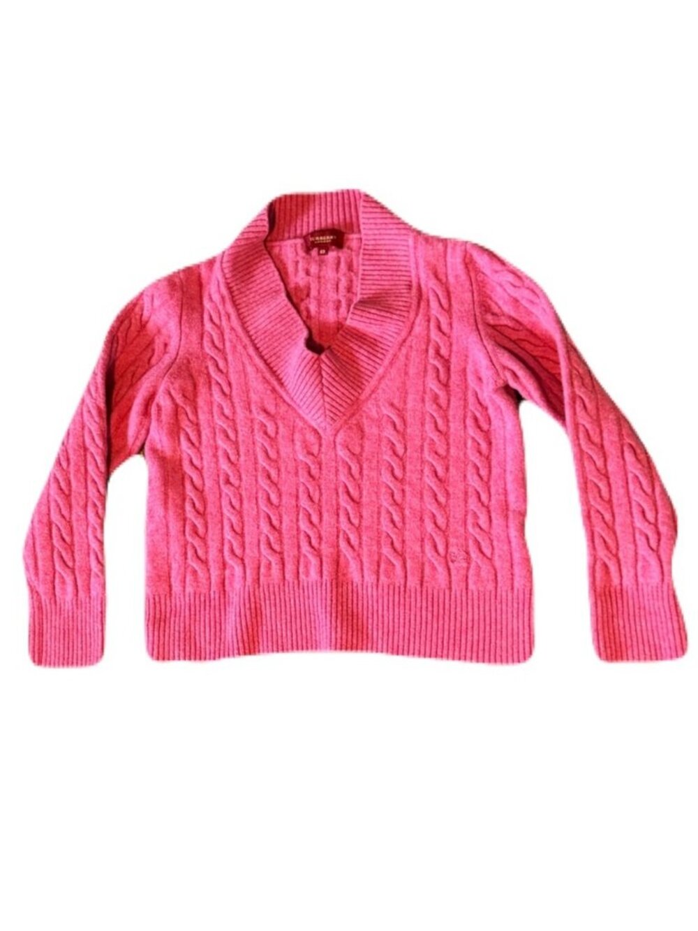 Vintage Burberry London V-Neck 100% Lambswool Pink V-Neck Sweater Y2K Size 48